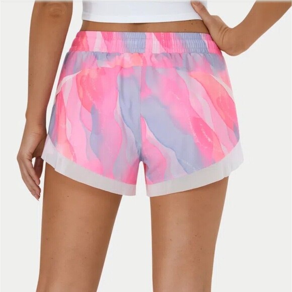 NWT Halara  Drawstring Contrast Mesh 2-in-1 Shorts S 3" Color Print Golden Faith - Picture 2 of 11